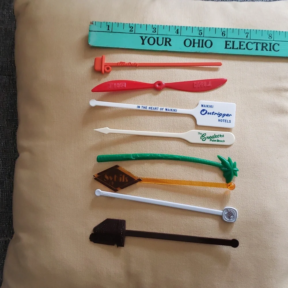 Vintage Swizzle Drink Stirrers Set Of 8